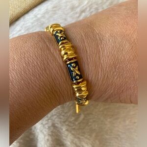 Joan‎ Rivers Classic Bracelet Gold Tone Navy Blue Enamel